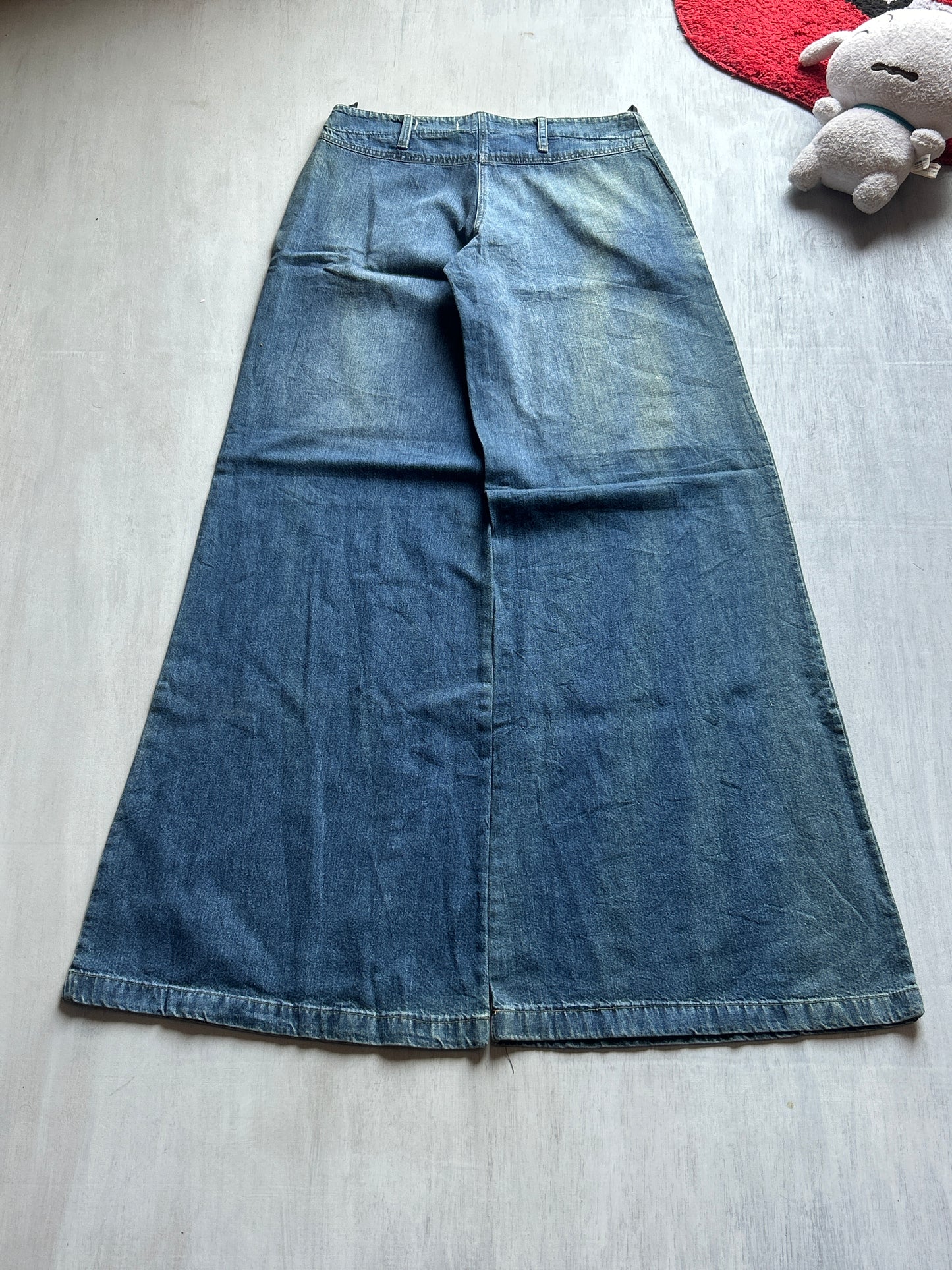 Dark Blue Ultra Wide-Leg Denim - (S)