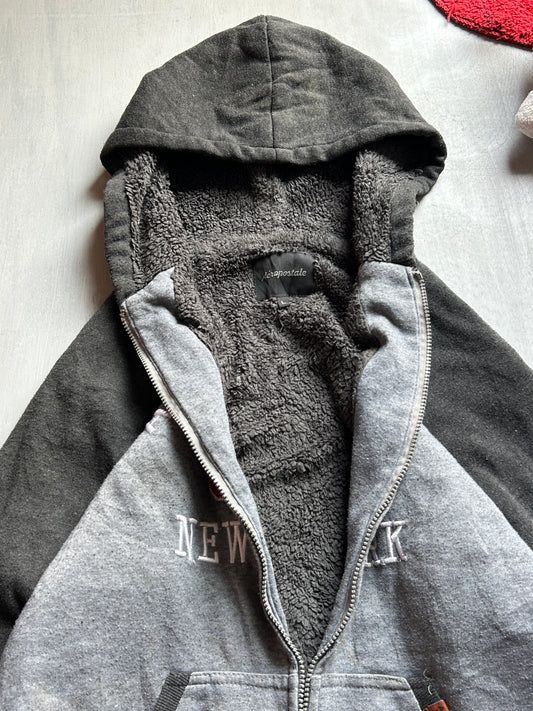 Grey & Black Varsity Zip Hoodie