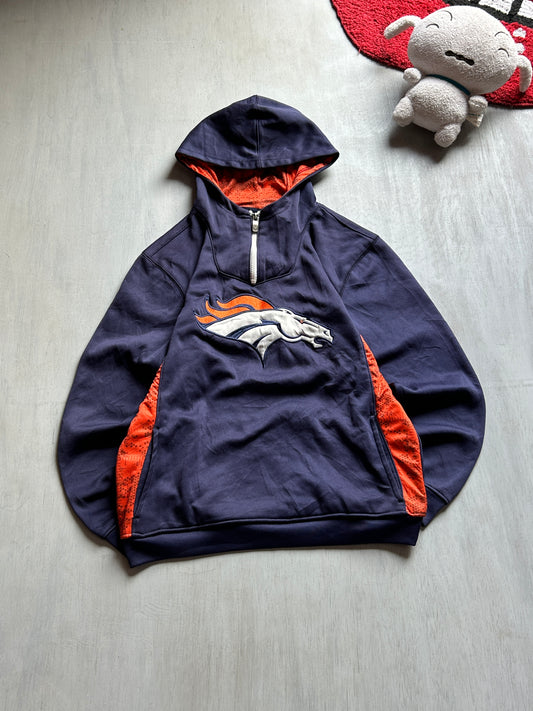 Navy Contrast Panel Graphic Hoodie