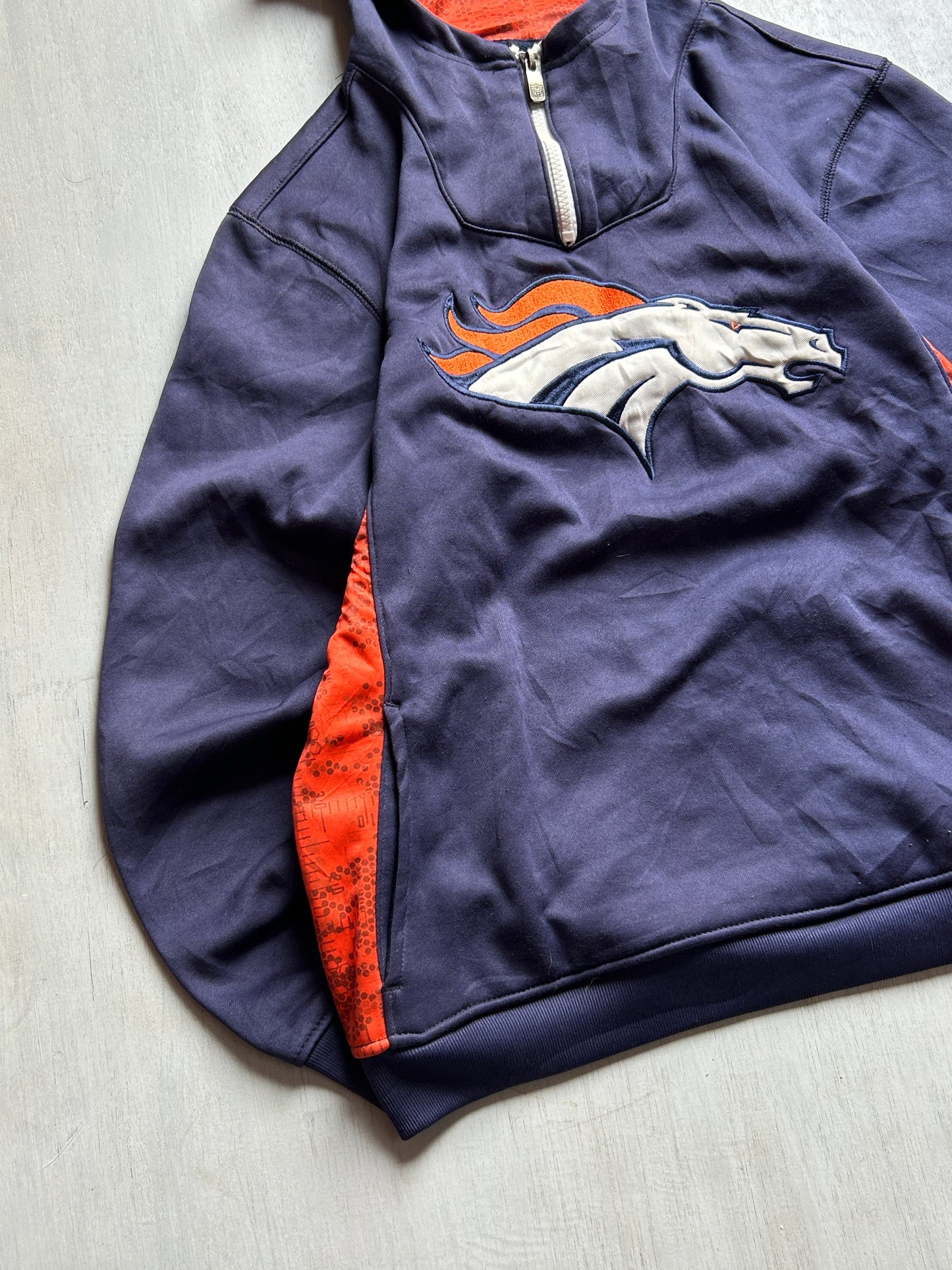 Navy Contrast Panel Graphic Hoodie