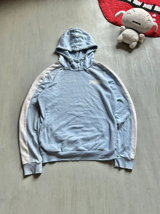 Baby Blue Contrast Sleeve Hoodie -