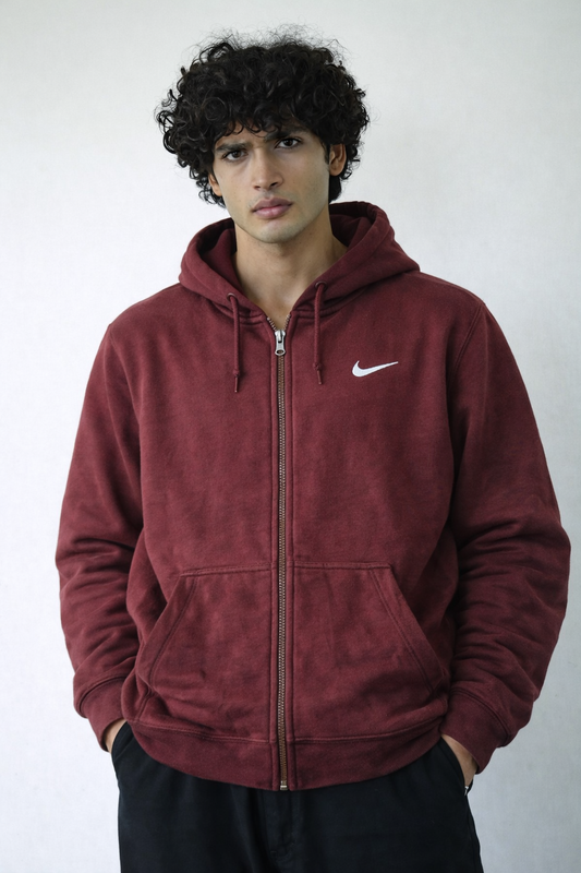 Maroon Essential Zip Hoodie