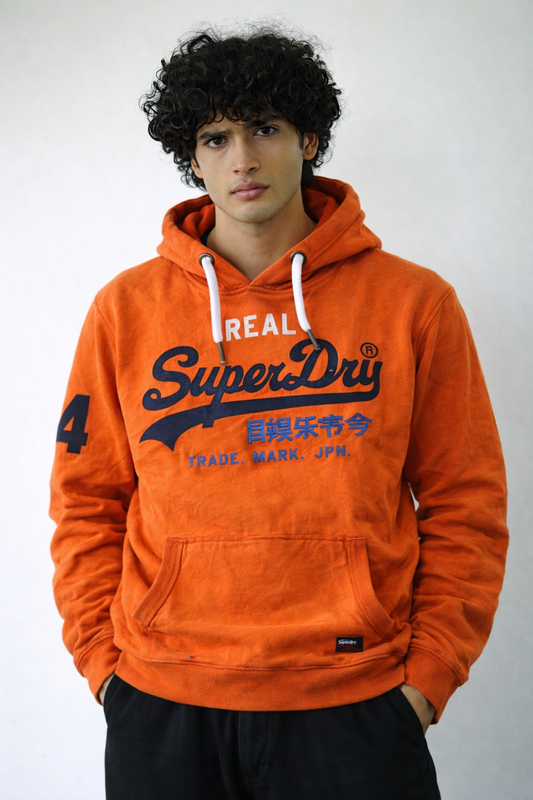 Orange Graphic Pullover Hoodie