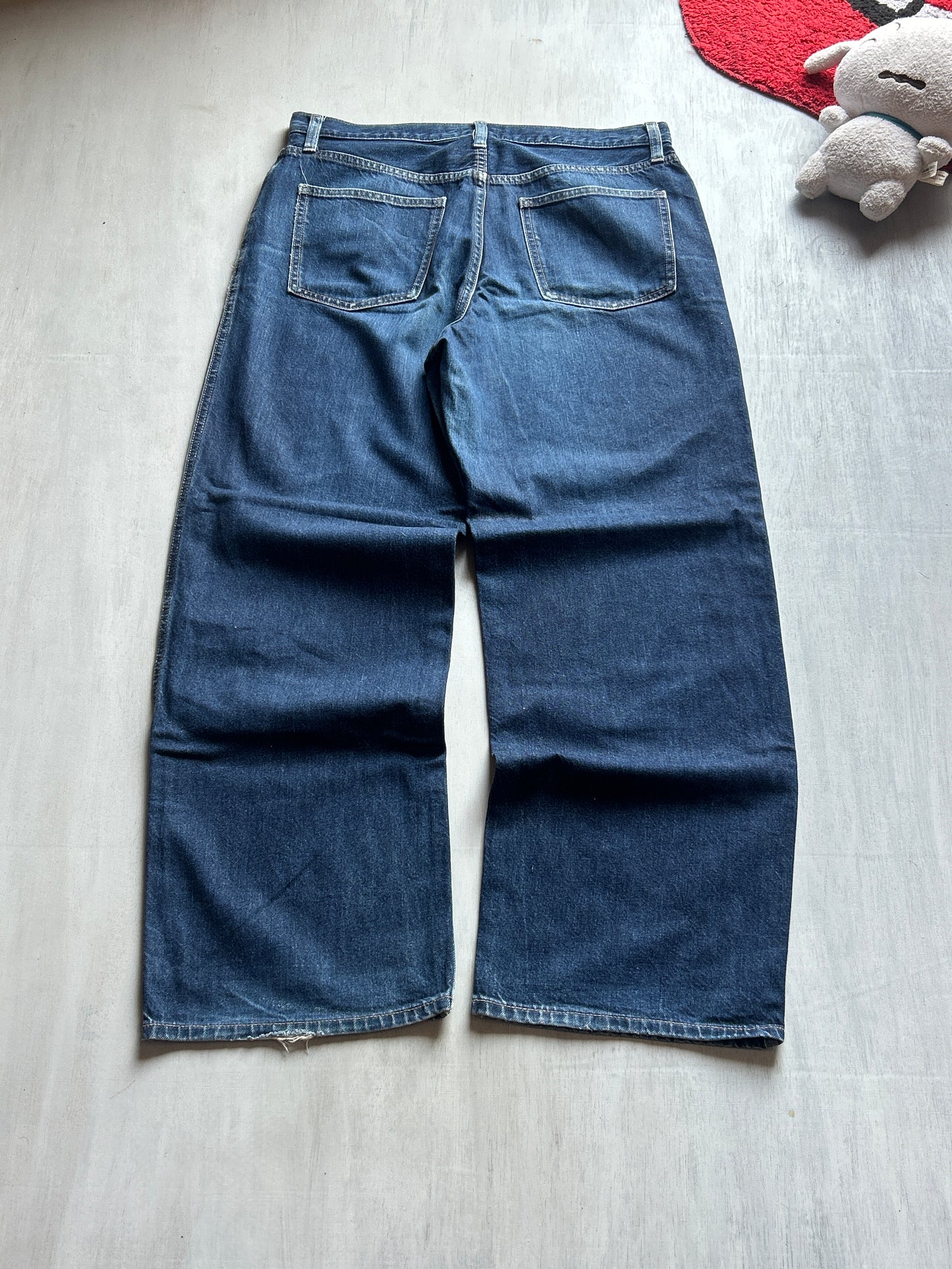 Dark Blue Classic Wide-Leg Denim - (XL)