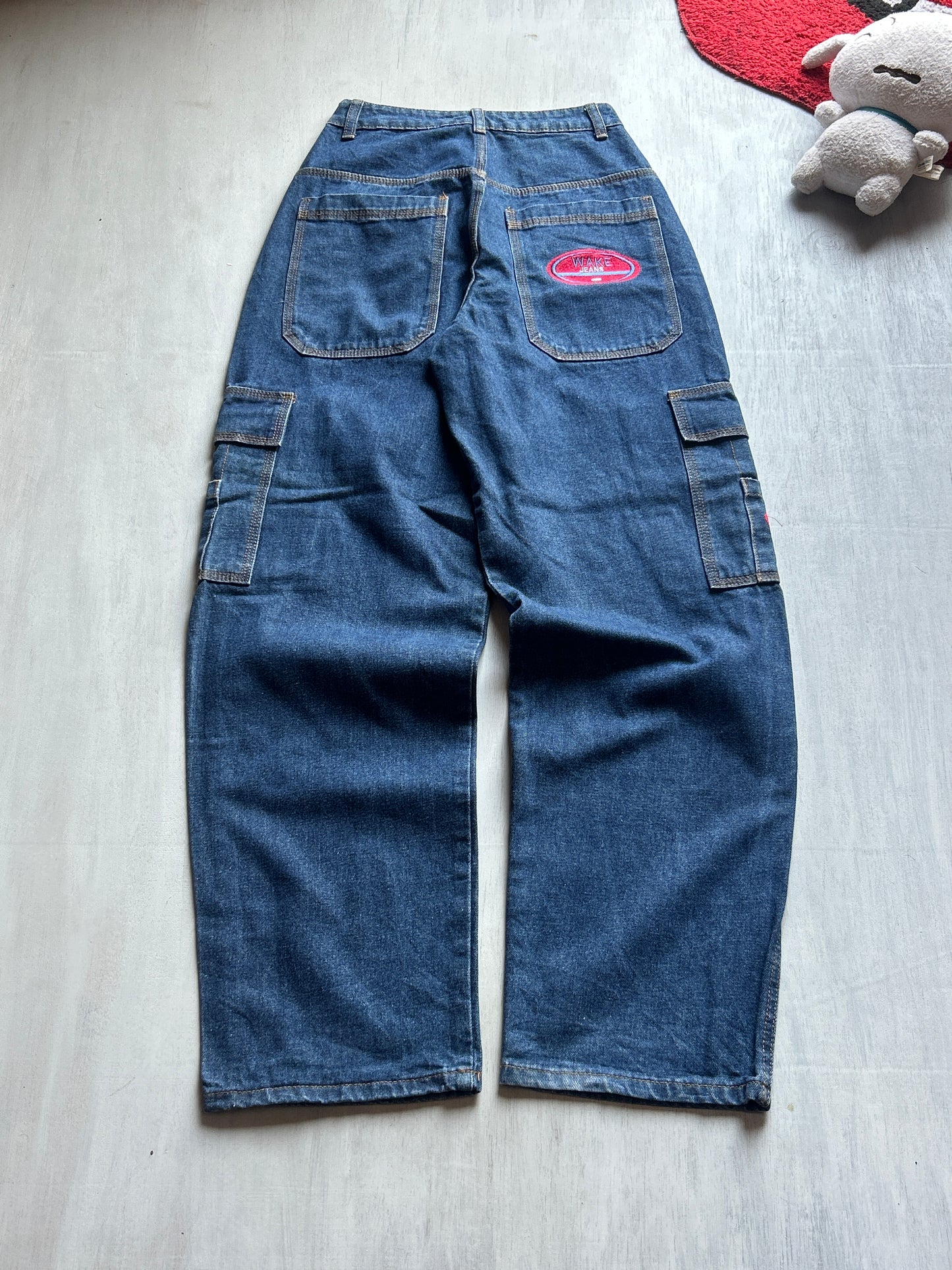 Dark Blue Cargo Wide-Leg Denim - (XS)