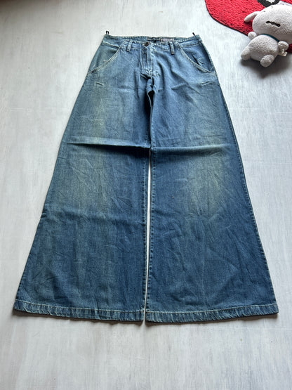 Dark Blue Ultra Wide-Leg Denim - (S)