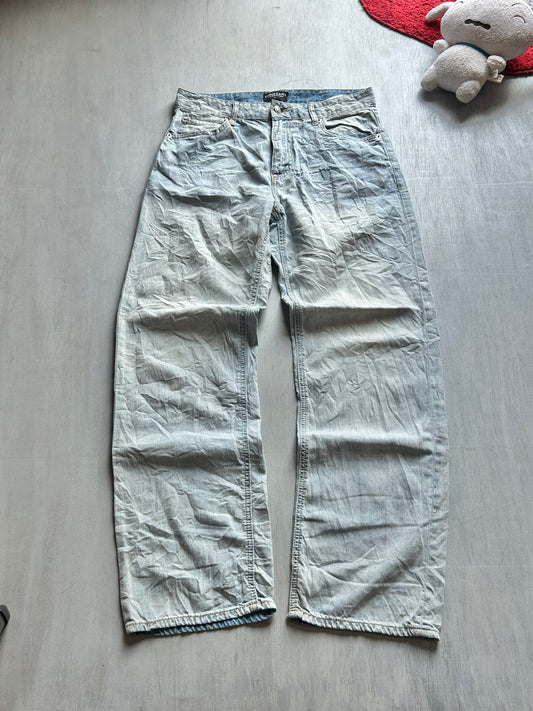 Light Grey Wide-Leg Denim Jeans - (L)