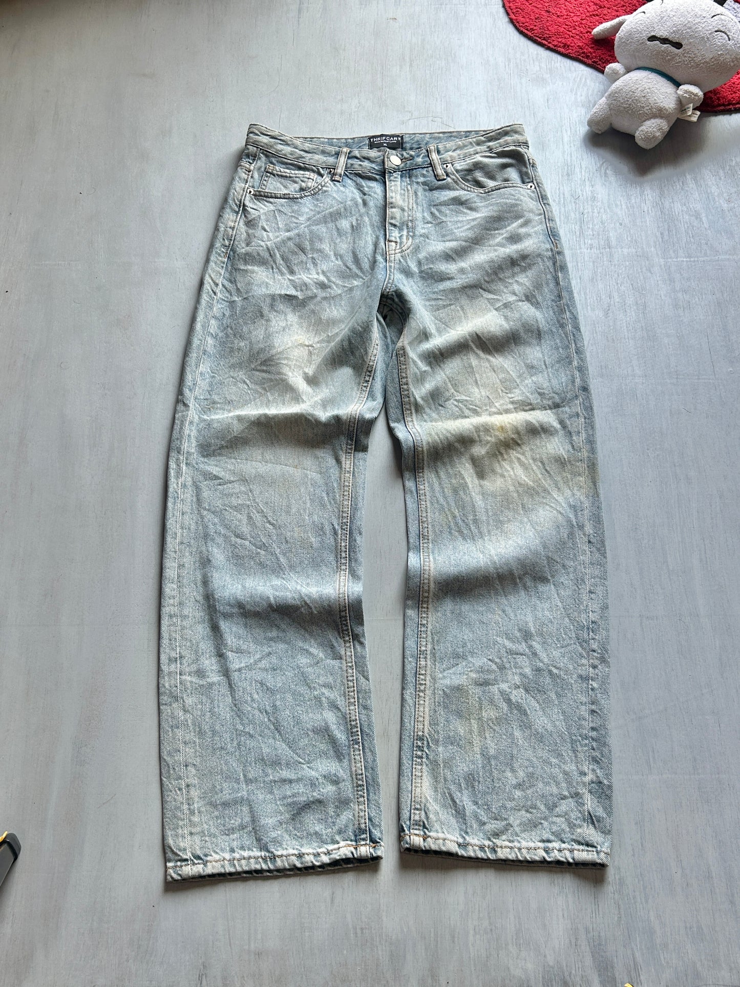 Light Blue Vintage Wash Straight-Leg Jeans - (XL)