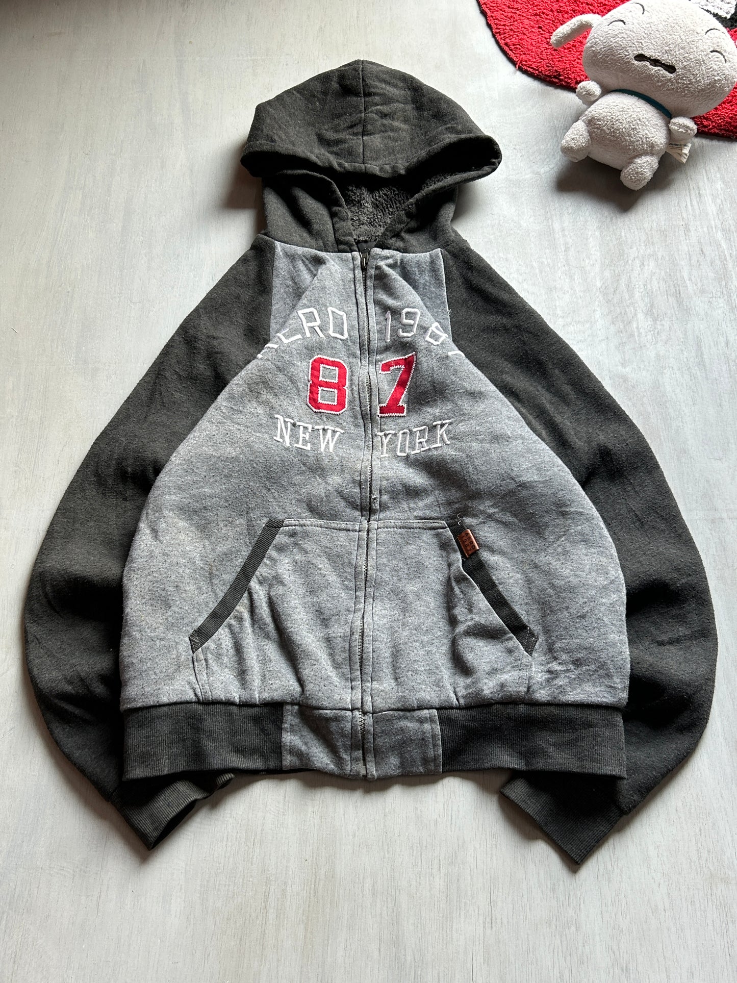 Grey &amp; Black Varsity Zip Hoodie