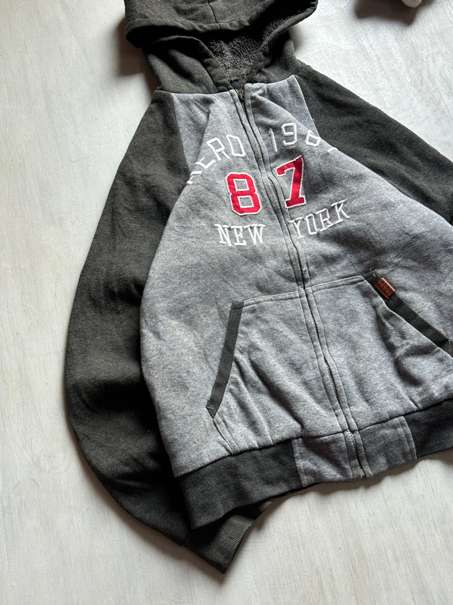Grey &amp; Black Varsity Zip Hoodie