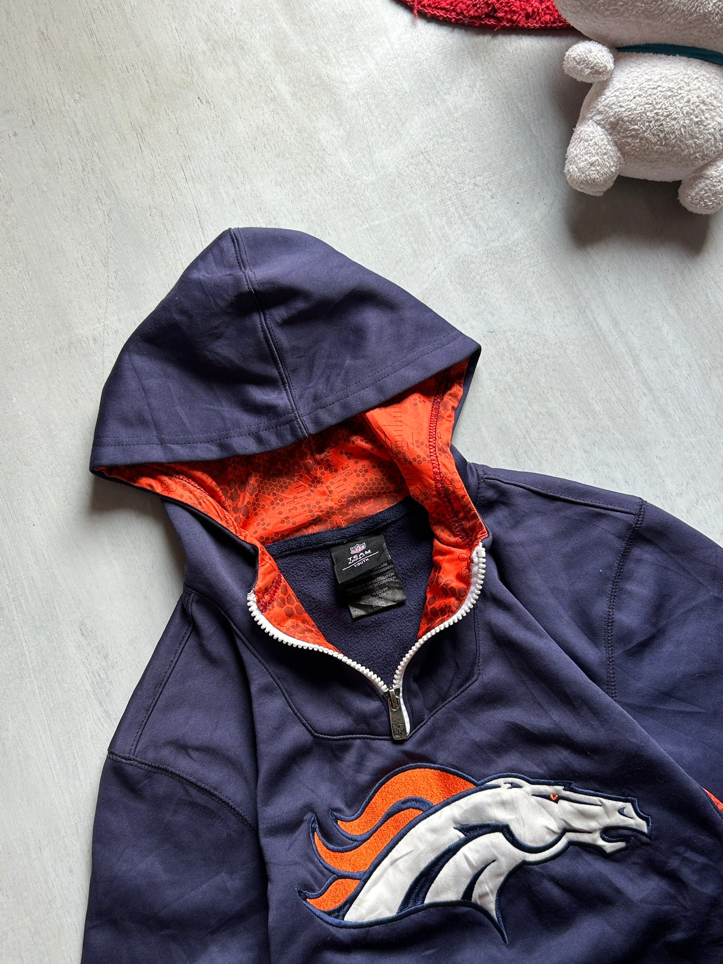 Navy Contrast Panel Graphic Hoodie