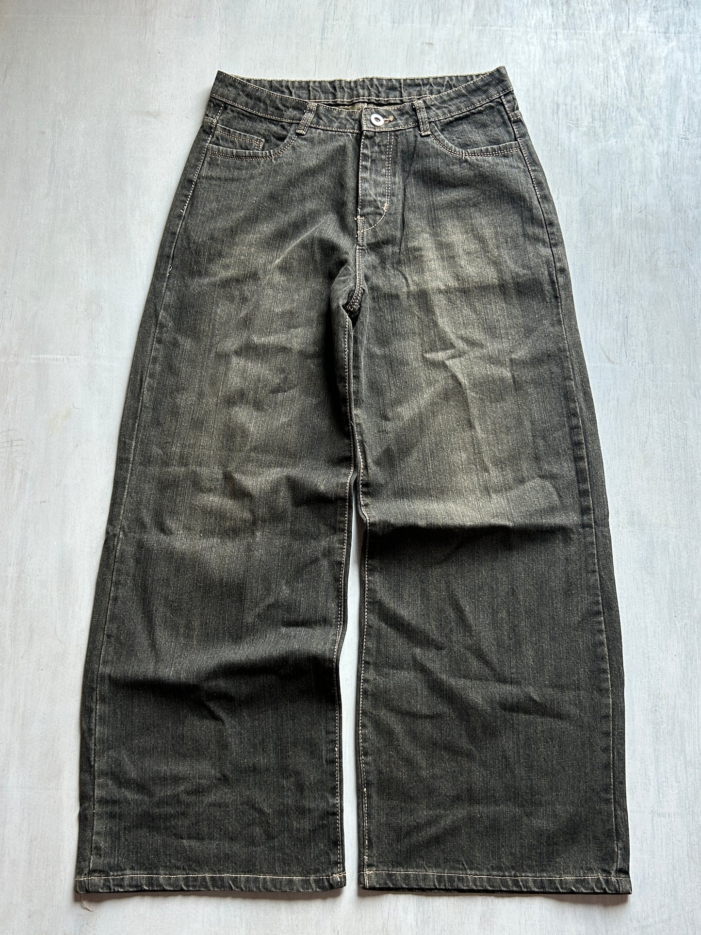 Washed Charcoal Black Baggy Fit Jeans