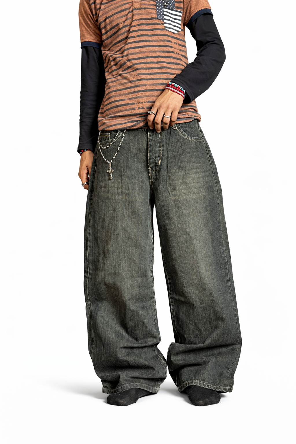 Washed Charcoal Black Baggy Fit Jeans