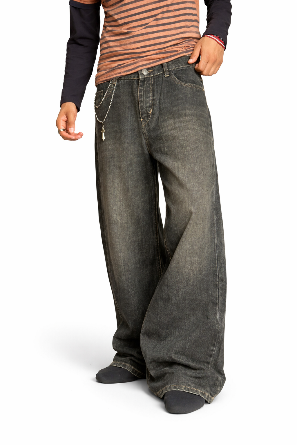Washed Charcoal Black Baggy Fit Jeans