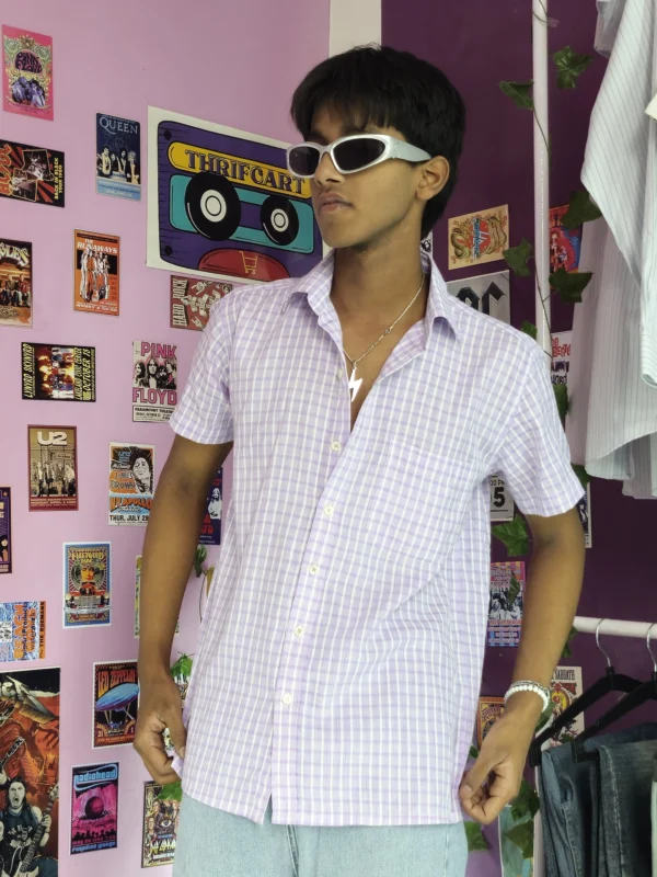 Lilac Gingham Breeze Shirt - (S)