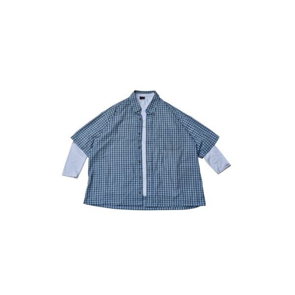 "Pixel Prep" Dual-Layer Gingham Shirt - (Oversized)