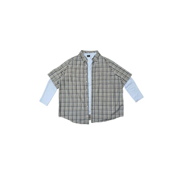 "Layer Glitch" Plaid Overlay Shirt - (Oversized)
