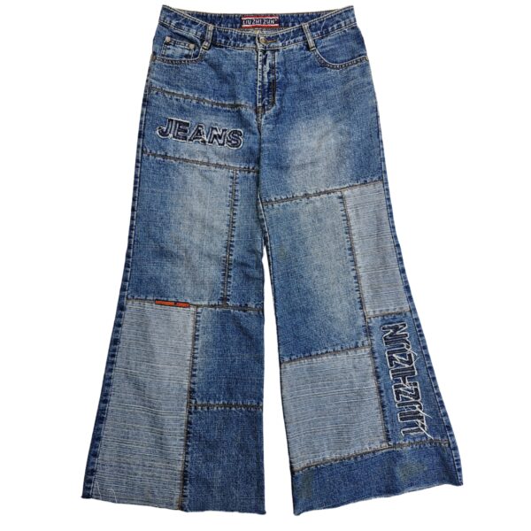 Patchwork Flare Embroidered Denim Jeans - (L)