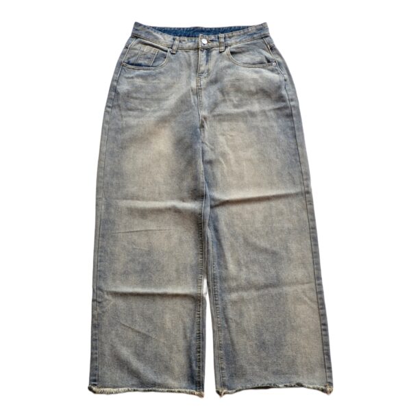 "Ash Flux" Raw Hem Wide-Leg Jeans - (M)