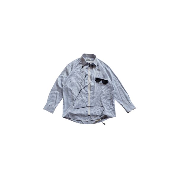 Light Blue Striped Button-Down Shirt - (M)