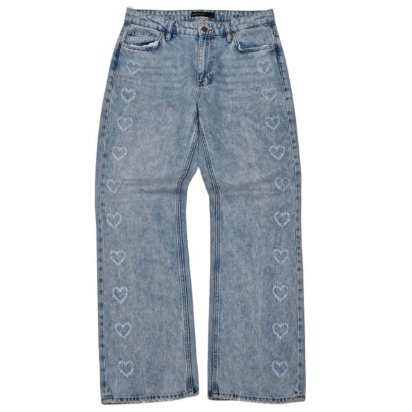 Heart Embroidered Straight-Leg Jeans - (L)