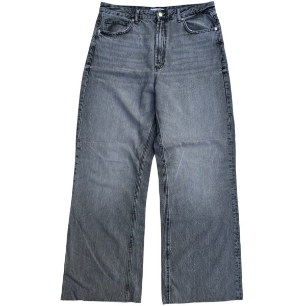 ZARA Stone-Washed Charcoal Wide-Leg Jeans - (XL)