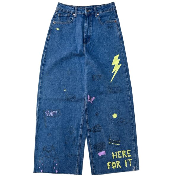 Graffiti Vibe Wide-Leg Jeans - (S)