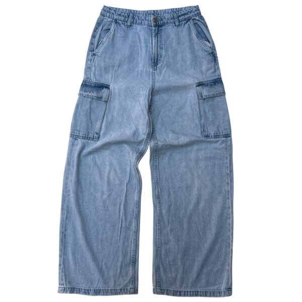 Light Wash Relaxed Cargo Jeans - (S)